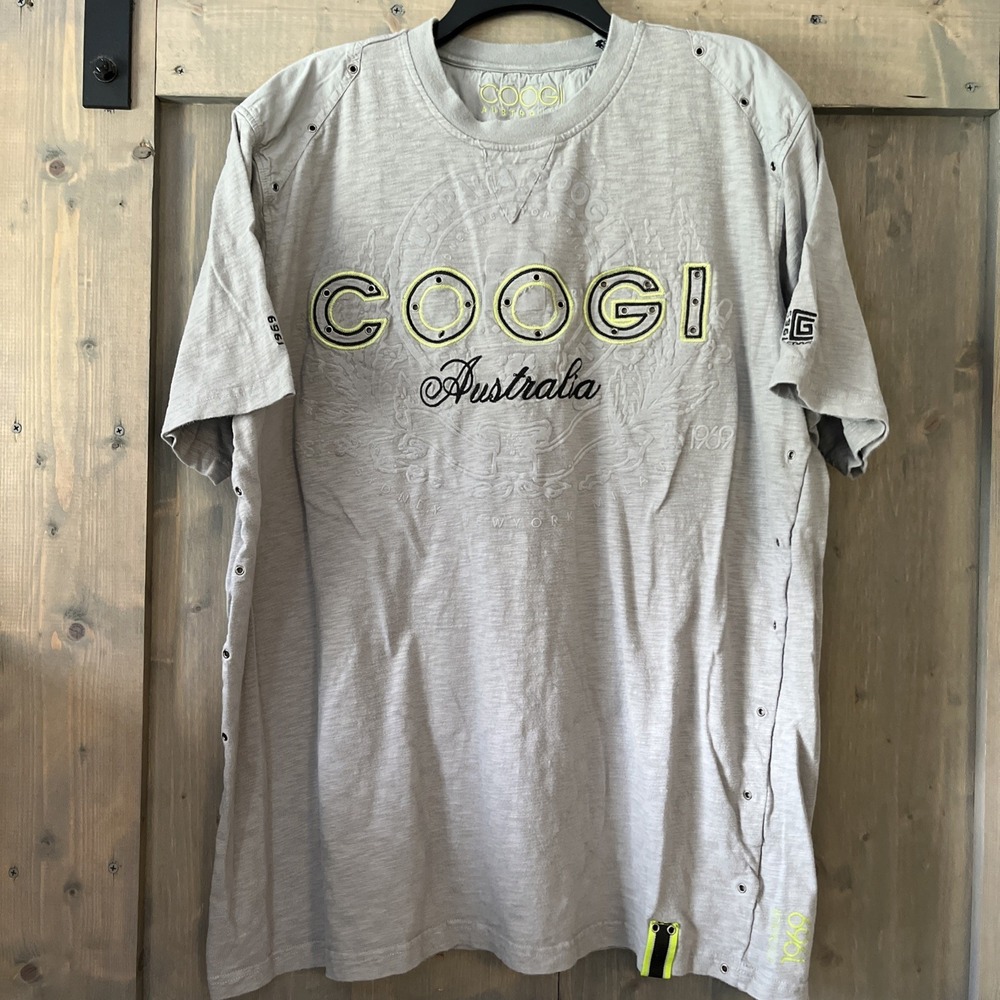 Vintage Y2K Coogi Australia Authentic TShirt Men Gray Embroidered Logo Size 3XL